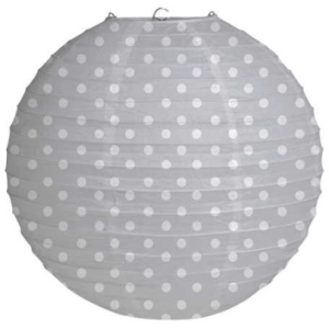 Silver & White Dots Wire Paper Lantern