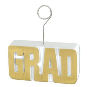 Grad Photo/Balloon Holder, Gold