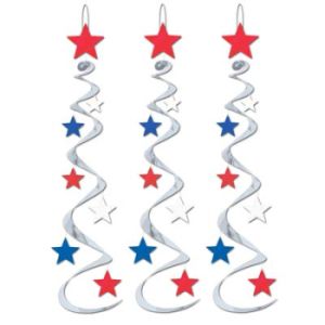 Red, White and Blue Star Hanging Whirls