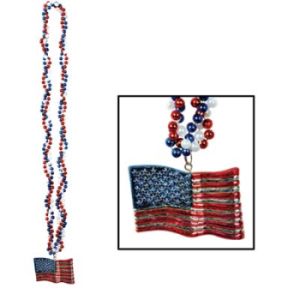 Braided Beads w/USA Flag Medallion
