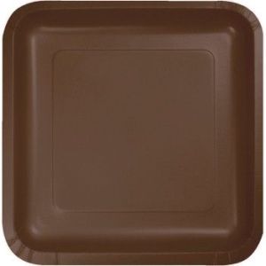 Square Paper Plates, 7-inch Deep Dish, Brown