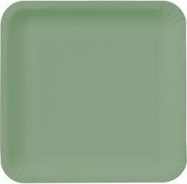 Square Paper Plates, 9-inch Deep Dish, Sage Green