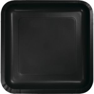 Square Paper Plates, 7-inch Deep Dish, Black
