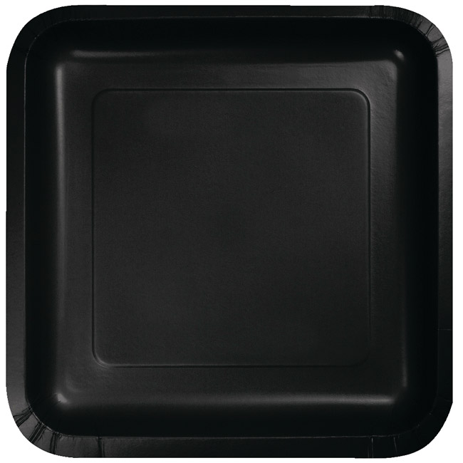 Square Paper Plates, 7-inch Deep Dish, Black