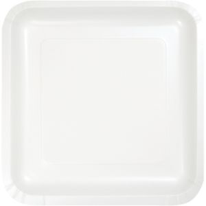 Square Paper Plates, 7-inch Deep Dish, White