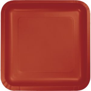 Square Paper Plates, 9-inch Deep Dish, Brick