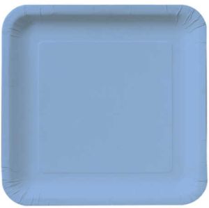 Square Paper Plates, 9-inch Deep Dish, Periwinkle
