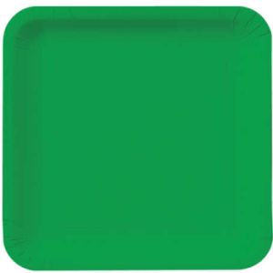 Square Paper Plates, 7-inch Deep Dish, Green
