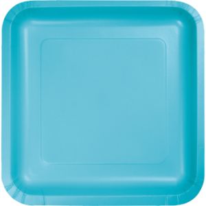 Square Paper Plates, 7-inch Deep Dish, Bermuda Blue