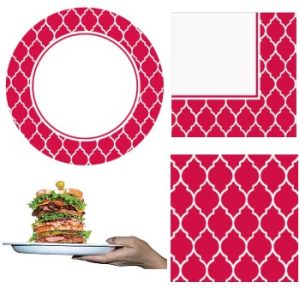Sturdy Style Party Pack, Red Plates & Lunch Napkins