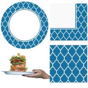 Sturdy Style Party Pack, Blue Plates & Lunch Napkins
