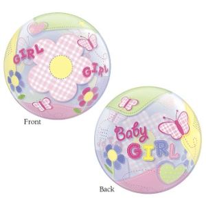 Baby Girl w/Butterflies Bubble Balloon