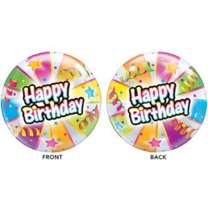 Happy Birthday Streamers Bubble Balloon