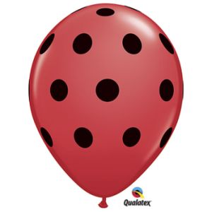Red & Black Dots Qualatex Latex Balloons