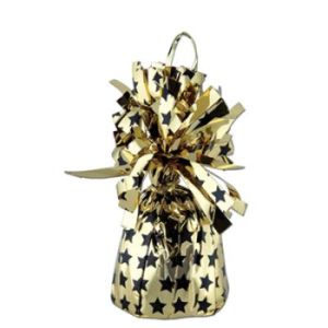Printed Balloon Weights, Stars Black & Gold