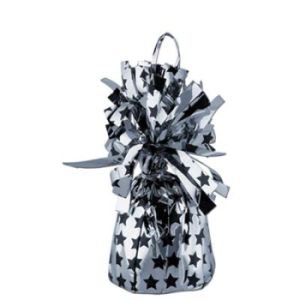 Printed Balloon Weights, Stars Black & Silver