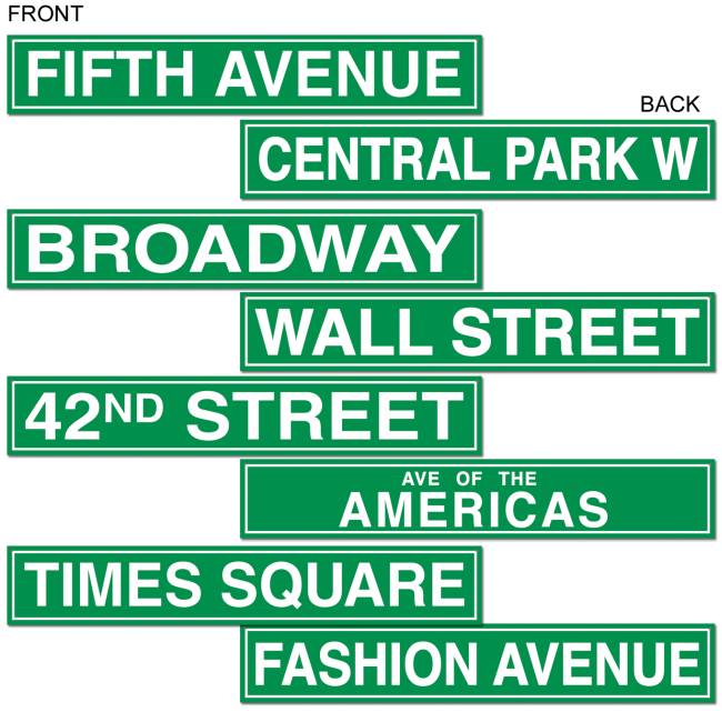 New York City Street Sign Cutouts Hollywood & Awards Night