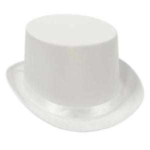 Satin Sleek Top Hat, White
