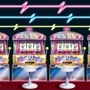 Slot Machine & Neon Lights Backdrop