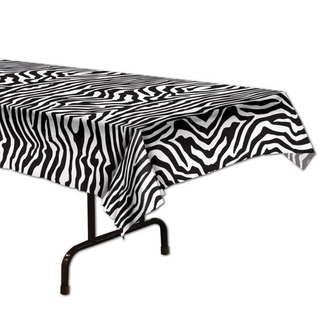 Zebra Print Plastic Tablecloth: Tablecloths & Table Skirts