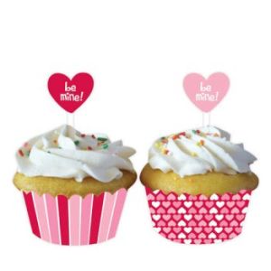 Candy Hearts Cupcake Wrappers w/Picks