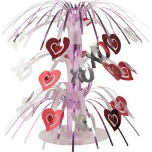 Silver & Red Hearts Mini Cascade Centerpiece