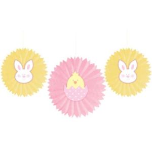 Easter Bunny & Chick Tissue Fans w/Heart Attachment