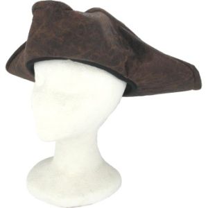 Tri-Fold Brown Leatherette Pirate Hat