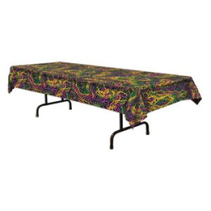 Mardi Gras Beads Plastic Tablecloth