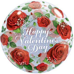 Happy Valentine's Day w/Red Roses Bubble Balloon