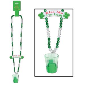 St Patrick's Beads w/Shot Glass & Banner
