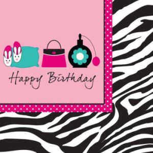 Pink Zebra Boutique Happy Birthday 3-Ply Lunch Napkins