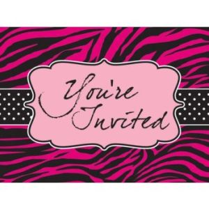 Pink Zebra Boutique Diecut Postcard Invitations