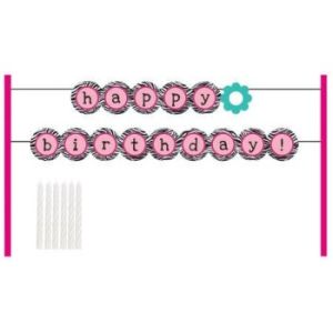 Pink Zebra Boutique Cake Banner Decorating Kit