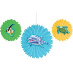 Ocean Party Tissue Fans w/Attachments