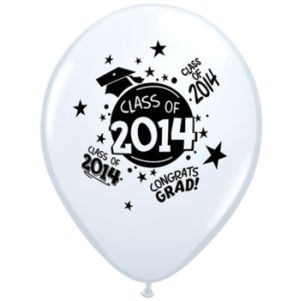 Class of 2013 White Qualatex Balloons