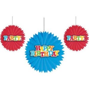Happy Birthday Tissue Fans w/Attachments