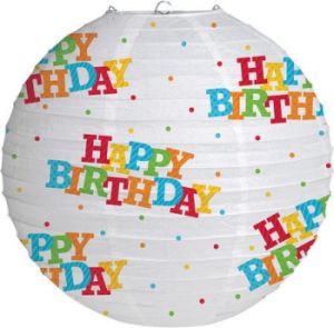Happy Birthday Stripes Paper Lantern