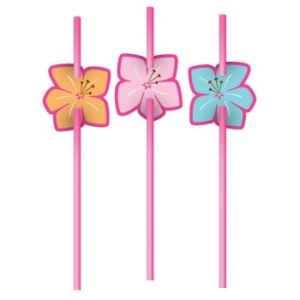 Pink Luau Fun Straws w/Attachments