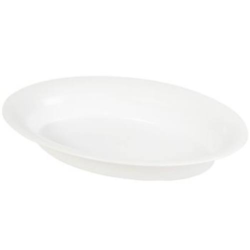White Oval Plastic Serving Bowl 16" x 11" Rigid Plastic Oval Serving