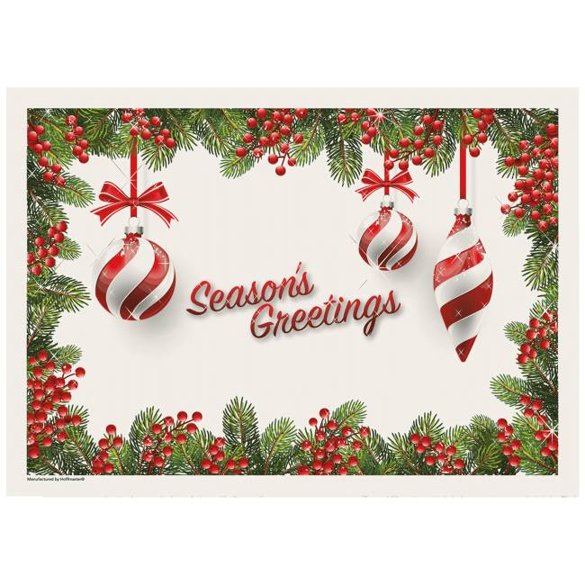 Holiday Ornaments Season's Greetings Placemats Printed Paper Placemats