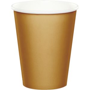 Cups - 9 oz Hot or Cold, Metallic Gold