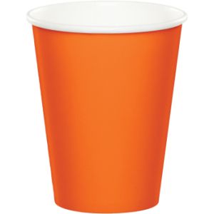 Cups - 9 oz Hot or Cold, Sunkissed Orange