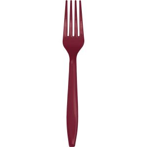 Heavy Duty Plastic Forks, Burgundy