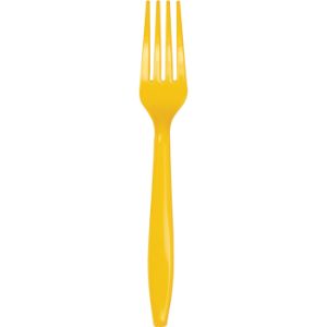 Heavy Duty Plastic Forks, School Bus Yellow