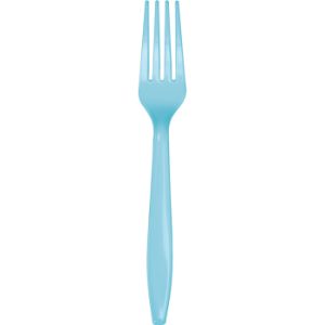 Heavy Duty Plastic Forks, Pastel Blue