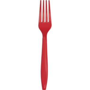 Heavy Duty Plastic Forks, Red