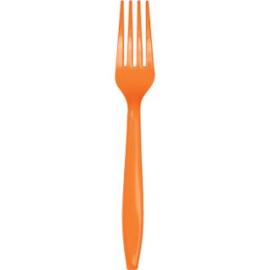 Heavy Duty Plastic Forks, Sunkissed Orange