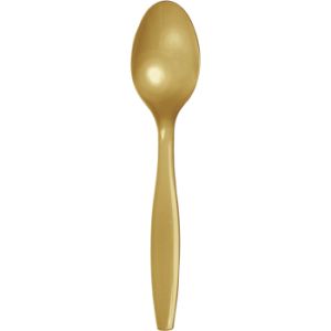 Heavy Duty Plastic Spoons, Metallic Gold