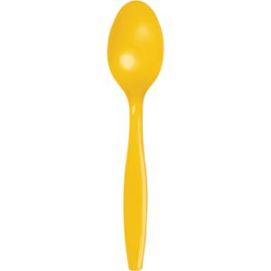 Heavy Duty Plastic Spoons, School Bus Yellow